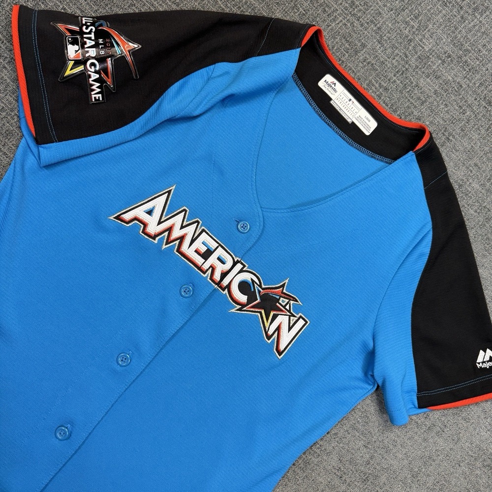 Majestic 2017 MLB‎ All Star Game American League Jersey Blue Men's Large Button